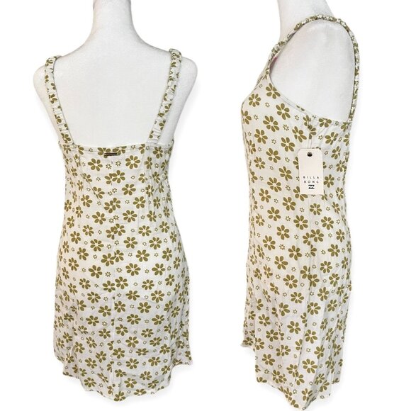 Billabong Daisy Craze NWT Green Floral Mini Dress - Picture 3 of 8